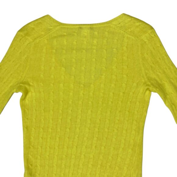 J. Crew Linen Sweater Women XS Yellow Cable Knit V-neck Lightweight Preppy Chic - Picture 5 of 13